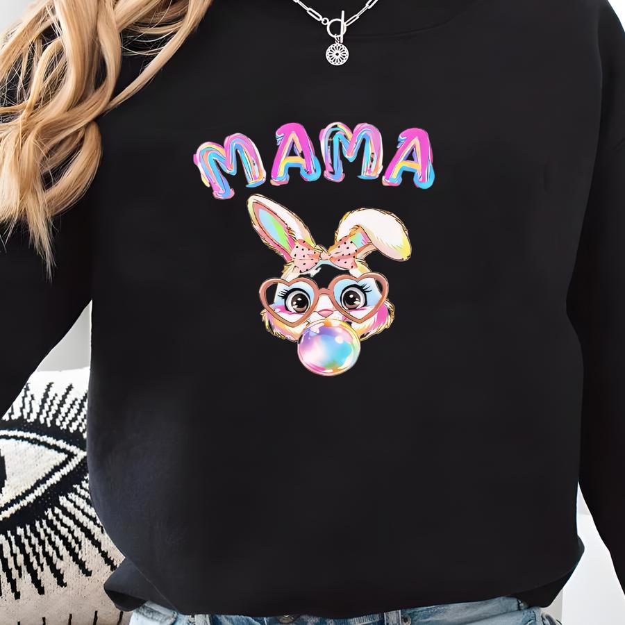 Mommy And Me Easter Shirt, Personalized Easter Bunny Tshirt, Mommy Mini Bunny Blowing Bubbles, Brushstroke Easter Tee T-shirt For Daughter Sweatshirt