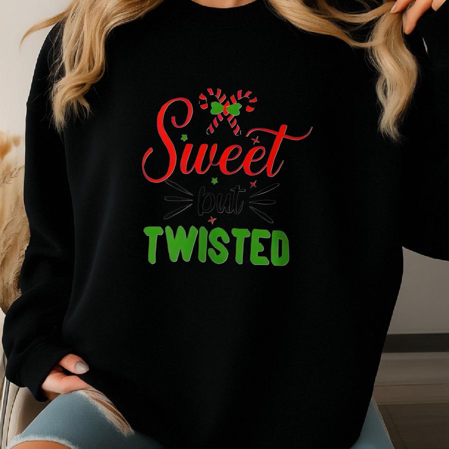 Sweet But Twisted T Shirt, Funny Holiday Gift Tee, Holidays, Christmas, Sarcastic, Sarcasm, Women’s Relaxed V-neck T-shirt Sweatshirt