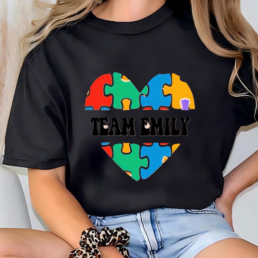Personalized Autism Team Shirt, Autism Heart Shirt, Autism Awareness Month, Support Shirt, Autism Family Shirt, Autism Teacher Shirt T-shirt
