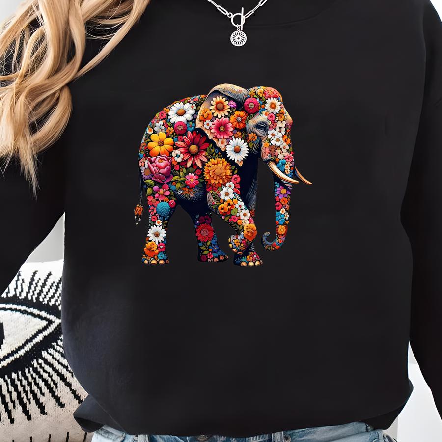 Floral Elephant Bella Canvas Tee: Elephant Awareness Shirt Sweatshirt
