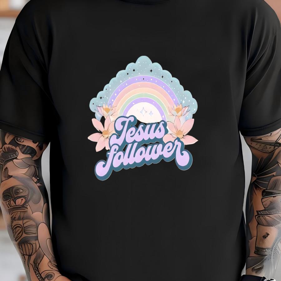 Follow Jesus Hoodie: Girly Christian Apparel, Pastel Rainbow Tee T-shirt