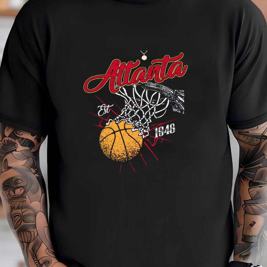 Atlanta Basketball Vintage Est 1946 Shirt, Basketball Retro 90s Hoodie, Game Day Shirt, Gift For Mom, Fathers Day Gift T-shirt