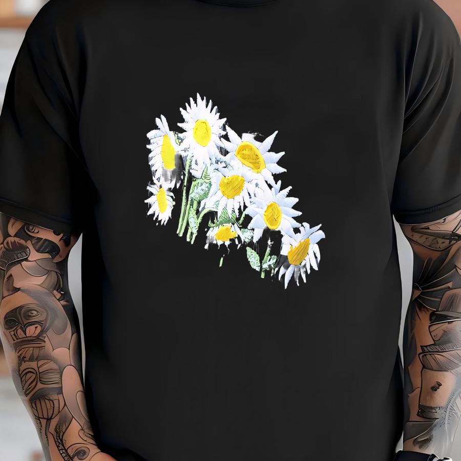 Daisy Baseball Cap: Custom Floral Distressed Hat, Many Lots Of Flowers, Gardening T-shirt