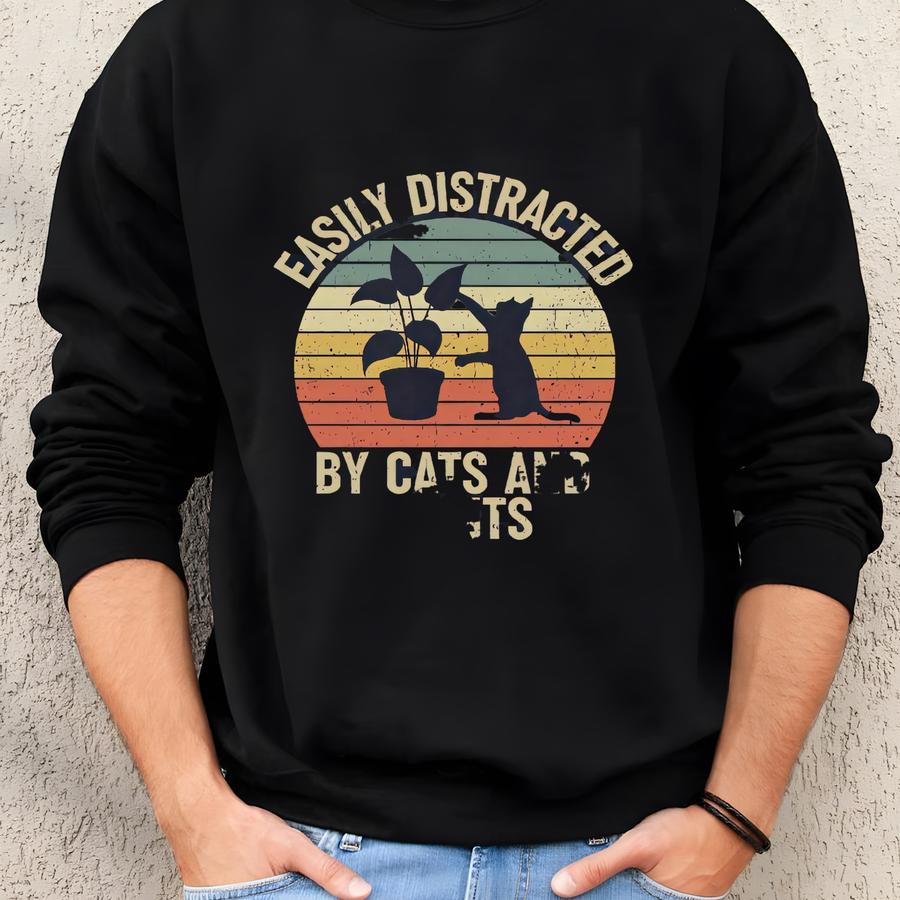 Cats And Plants Sweatshirt Plant Sweater Plant Lover, Gardener Shirt, Shirts For Cat Lover Succulent Plants Shirt Plant Lover Gift Shirt Mom Sweatshirt