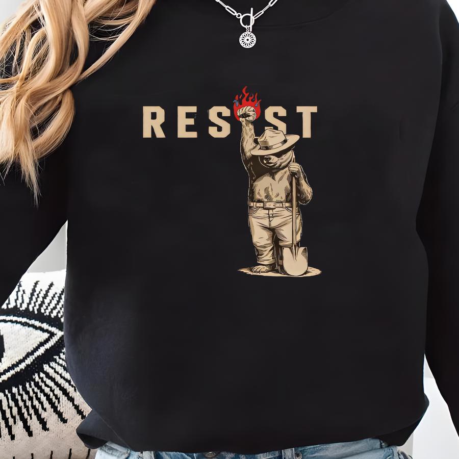 Smokey Bear Resist Shirt, Protect Our National Parks Shirt, Environmental Activism Tee, National Park Shirt, Parks Over Profit Granola Girl Sweatshirt