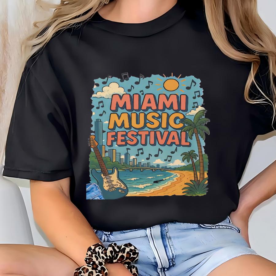 Miami Music Festival T Shirt Unisex Apparel Summer Concert Wear Beach Vibes Shirt Festival Outfit Gift For Music Lovers T-shirt