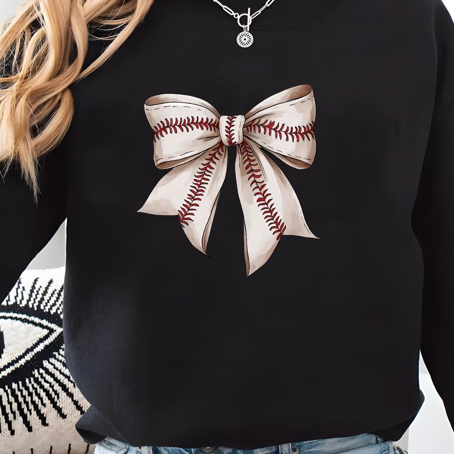 Vintage Baseball Bow T-shirt, Bow Baseball T-shirt, Coquette Baseball Shirt, Mama Baseball Shirt, Game Day Baseball Sweatshirt, T-mom Shirt Sweatshirt