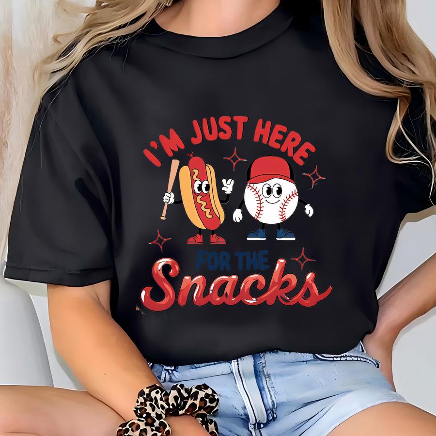 I Am Just Here For The Snacks Shirt, Baseball Shirt, Baseball Lover Gift, Baseball Season Shirts, Game Day Hoodie, Sports Fan Shirt, T-shirt
