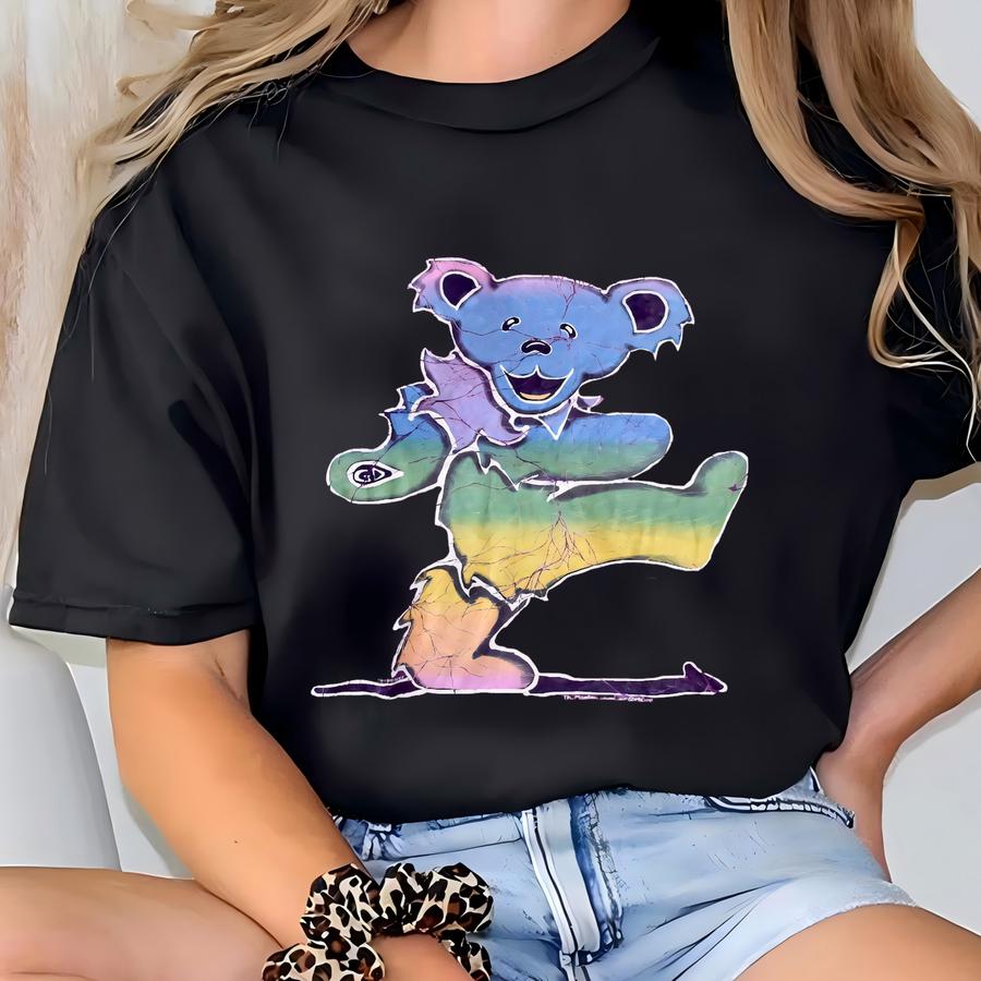 Vtg 1995 Grateful Dead Dancing Bear Purple Tie Dye Hoodie Tee The Mountain Hippie Boho Made In Usa Xl T-shirt