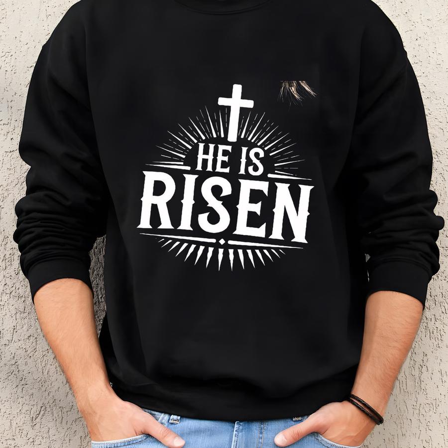 He Is Risen Easter Christian Sweatshirt, Easter Hoodies Sweatshirt