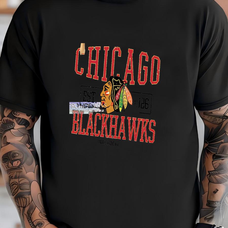 ® Chicago Blackhawks Hockey Hoodie, Custom Vintage Graphic Tee, Chicago Hockey Gift For Fan T-shirt