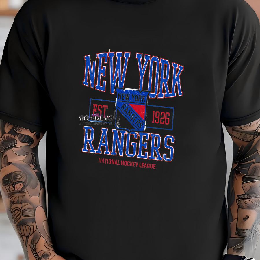 ® New York Rangers Hockey Hoodie, Custom Vintage Graphic Tee, New York Hockey Gift For Fan T-shirt