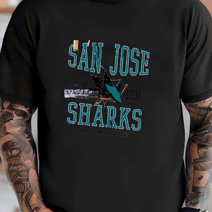 ® San Jose Sharks Hockey Hoodie, Custom Vintage Graphic Tee, San Jose Hockey Gift For Fan T-shirt