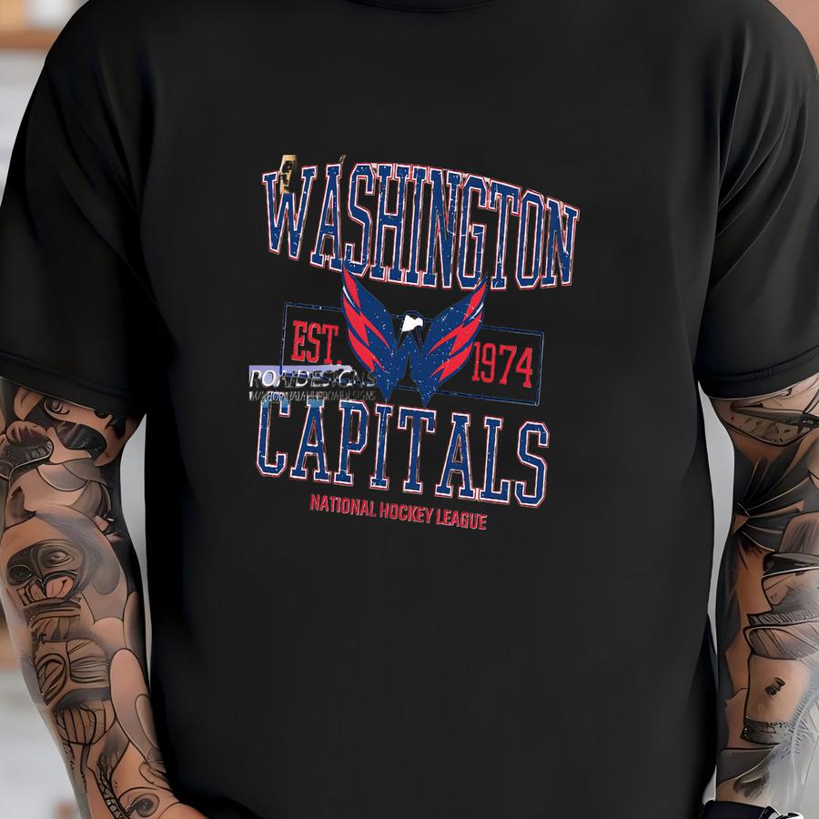 ® Washington Capitals Hockey Hoodie, Custom Vintage Graphic Tee, Washingto Hockey Gift For Fan T-shirt