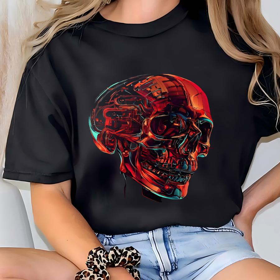 Cyberpunk Skull Phone Case Neon Tech Skull Art Cool Gift For Gamers Djs And Skull Lovers Tune Up Design Iphone And Cover T-shirt