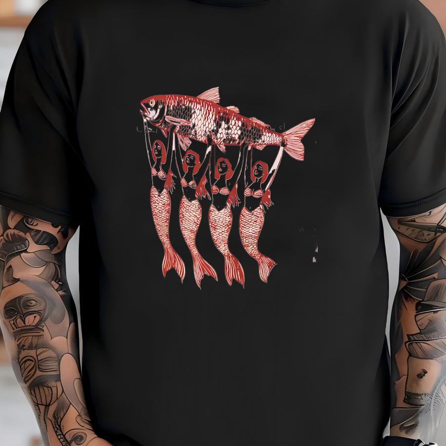 Sardine Shirt Mermaid Sardine Graphic Tee Fisherman Aesthetic Shirt Tinned Fish Shirt Cute Ocean Summer Tshirt Sardines Shirt T-shirt