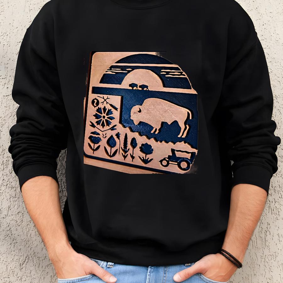 Oklahoma Ers - Bison, State Outline, Native Plants Unique, Oklahoma Decor And Gift Sweatshirt
