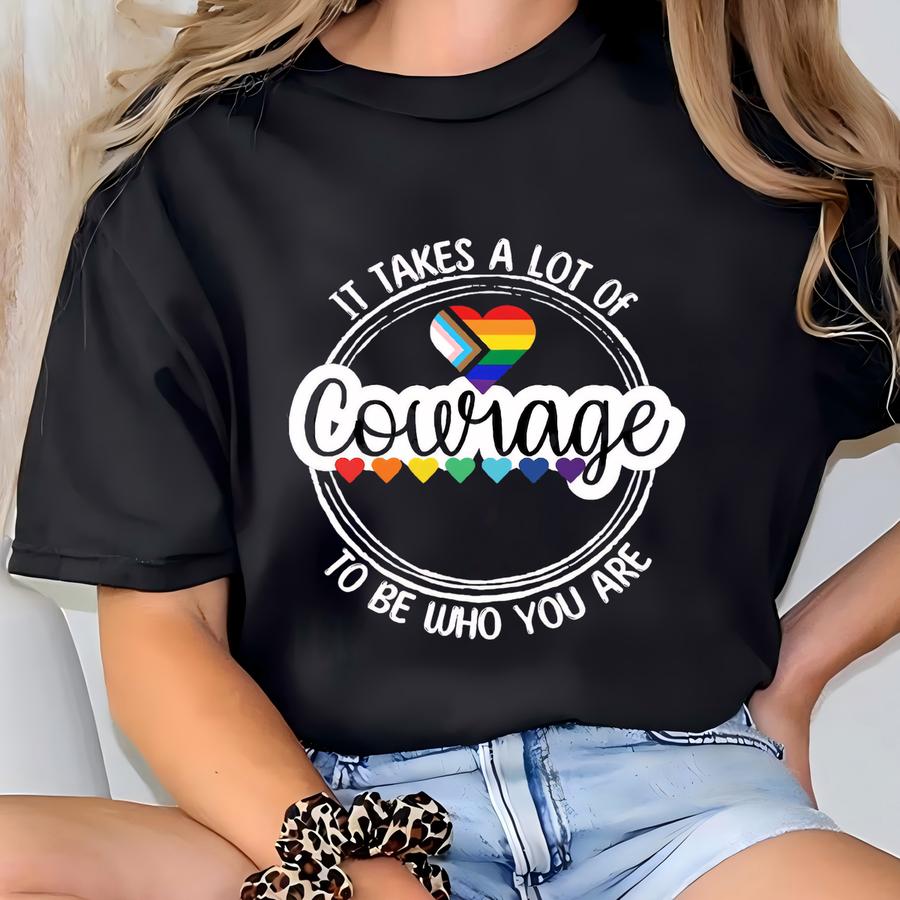 It Takes A Lot Courage To Be Who You Are Hoodie, Retro Gay Pride Shirt, Equal Rights Sweatshirt, Lgbtq Pride Gift, Lgbtq Support Tee T-shirt