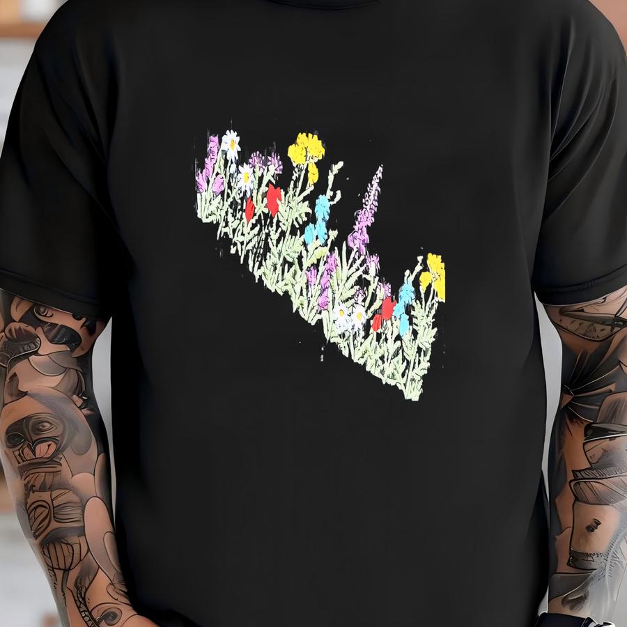 Floral Baseball Cap: Women's Distressed Cotton Hat, Colorful Flowers Gardening Gift T-shirt