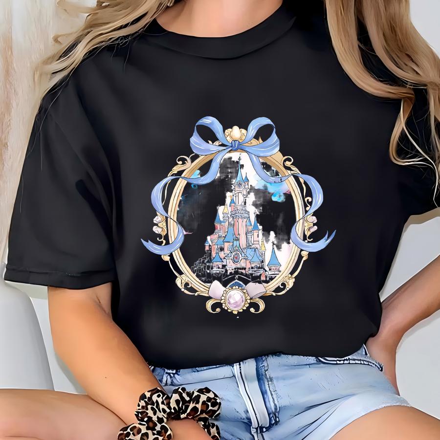 Magical Castle With Blue Coquette Shirt, Magic Kingdom Shirt, Girl Trip, World Women Shirt, Land Princess Hoodie T-shirt