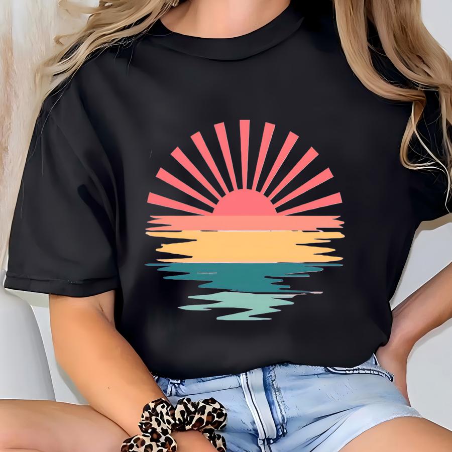 Retro Sunset Shirt, Sunshine Shirt, Nature Lover Shirt, Vintage Summer Shirt, Retro Summer Vibes Shirt, Gift For Sunset Lover T-shirt