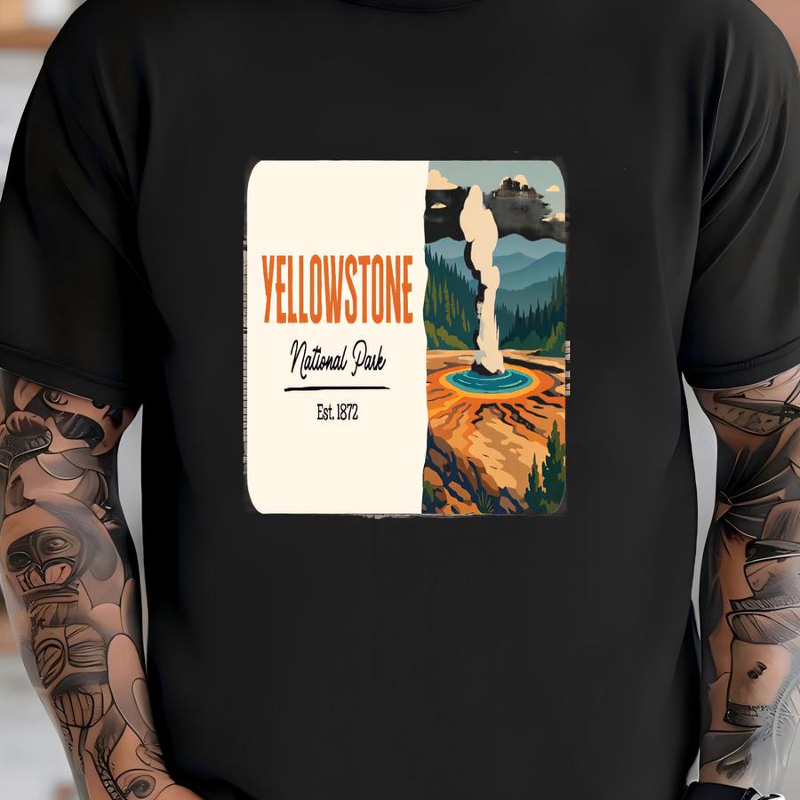 National Park Sticker Modern Flat Poster Style Design National Park Vinyl Decal For Water Bottles, Laptops Wyoming Gift T-shirt