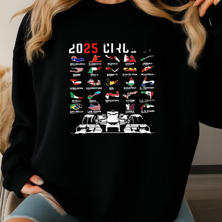 Formula One 2025 Season Shirt, Race Weekend Formula 1, Circuit Map Merch, F1 Race Day Shirt, Formula 1 Gifts Women Men, F1 Sweatshirt