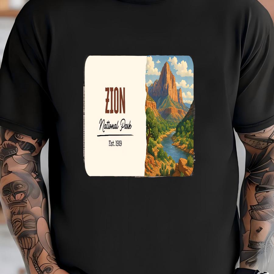Zion National Park Sticker, Modern Flat Poster Style Design National Park Vinyl Decal For Water Bottles, Laptops Utah Gift T-shirt