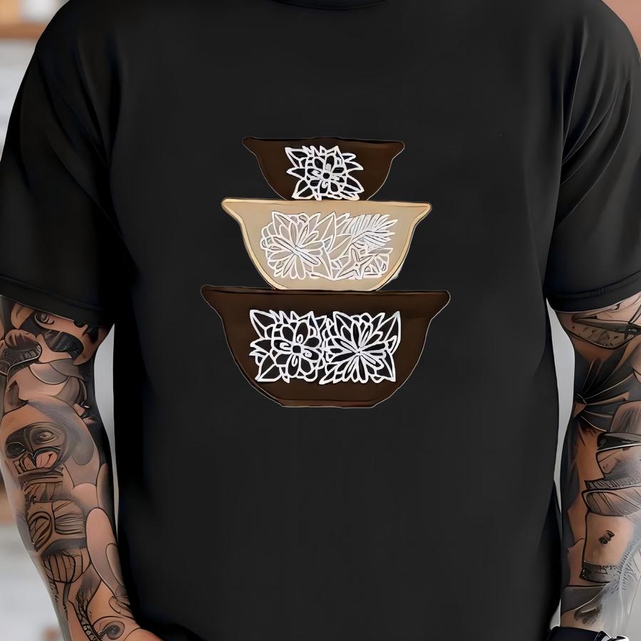 Vintage Pyrex Bowl Applique Shirt, Pyrex, Pyrex Shirt, Girl Gift, Women's Gift, Birthday Gift, Vintage, Woodland, Girl, Christmas Gift T-shirt