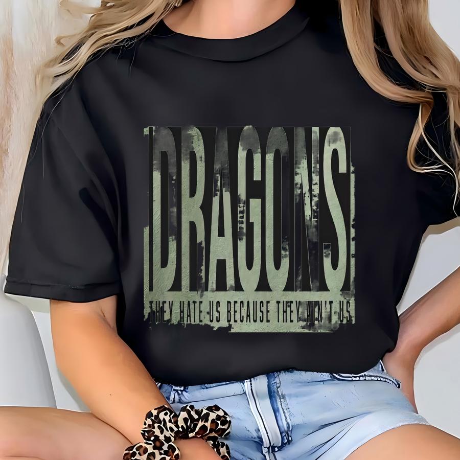 Dragons Svg, Png, Dxf, Jpg, Eps, They Hate Us Because They Ain't Us , Dragons Game Day School Spirit Shirt Cut File T-shirt
