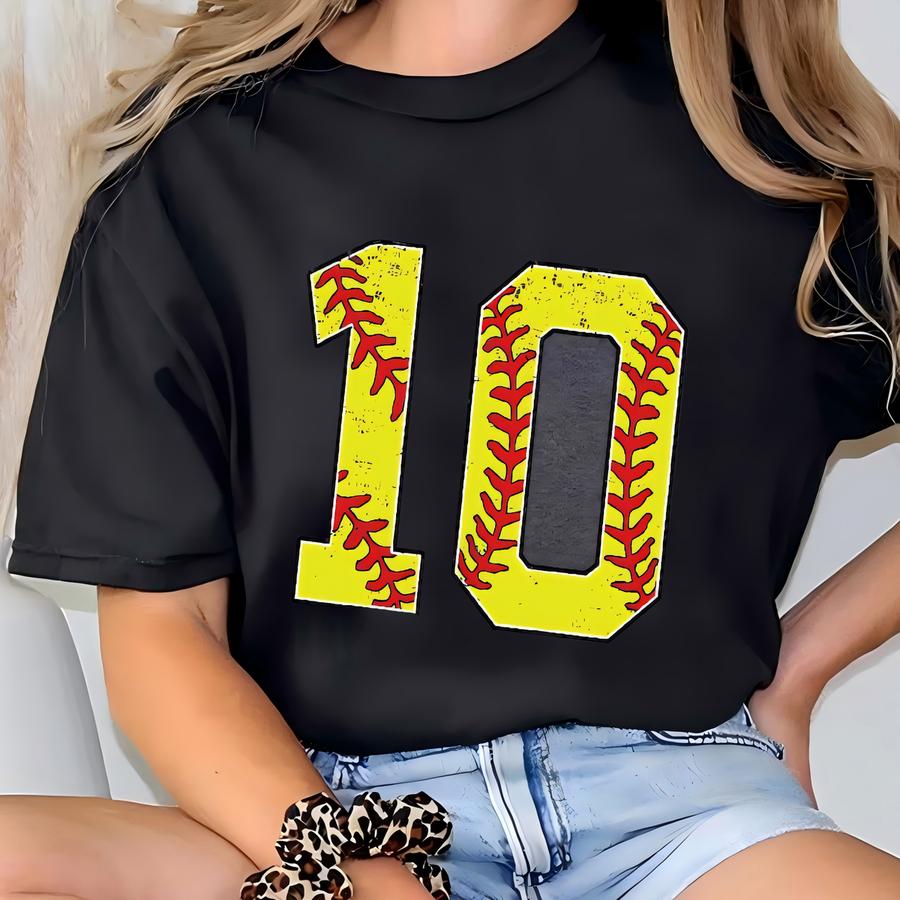 Softball Heart Shirt With Custom Number And Name Shirt, Softball Mom Gift, Personalized Softball Tee, Softball Team, Game Day Softball Tee T-shirt