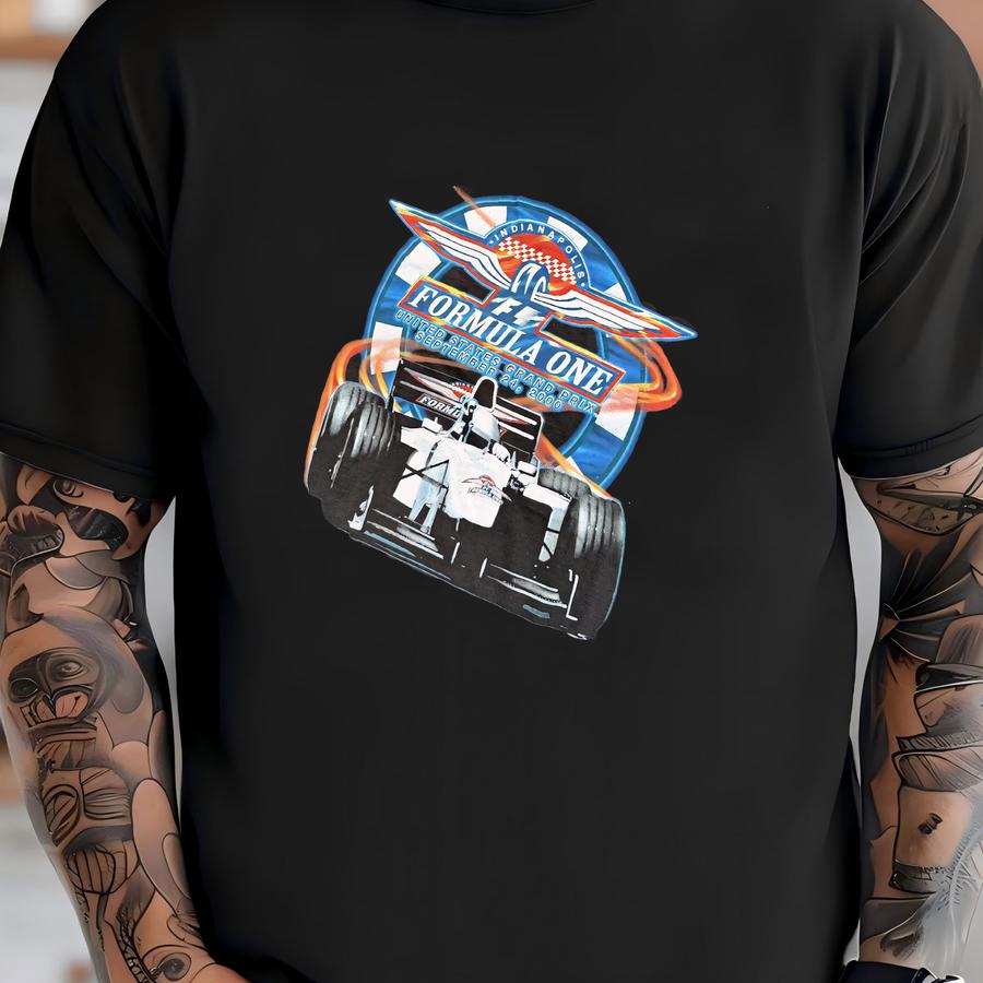 Vintage 2000 Formula One F1 Racing Apolis United States Grand Prix Logo Athletic Y2k Graphic Shirt Size Large T-shirt