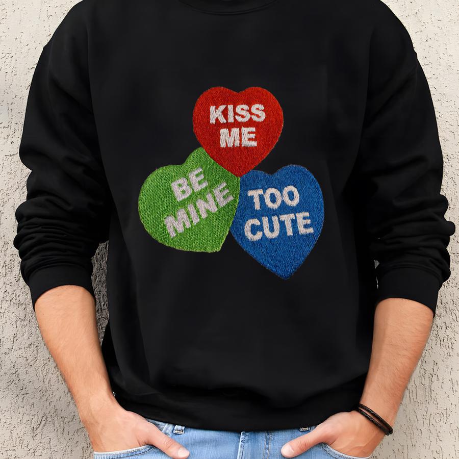 Kiss Me Be Mine Too Cute Girlfriend Boyfriend Sweatshirt, Couples Sweatshirt, Matching Couple Hoodie, Anniversary Gift Couples Sweatshirt