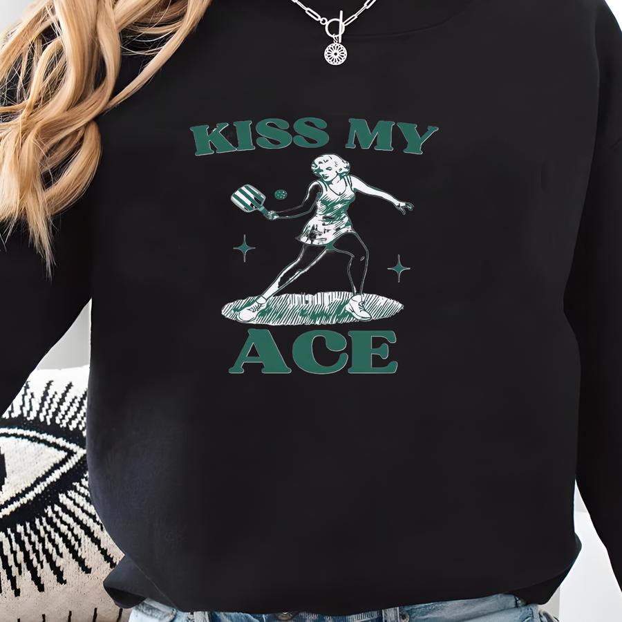Kiss My Ace Pickleball T-shirt: Retro Graphic Tee, Funny Pickleball Gift Sweatshirt
