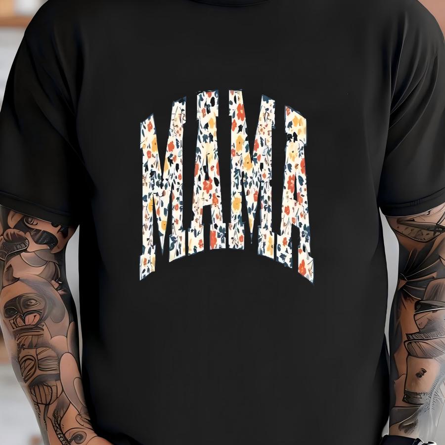 V-neck Floral Mama Shirt, Mothers Day Shirt, Boho Flowers Mama Tee, Retro Mama Shirt, Mom Tshirt, Gift For Mama, Mom Shirt, Mom Life Shirt T-shirt