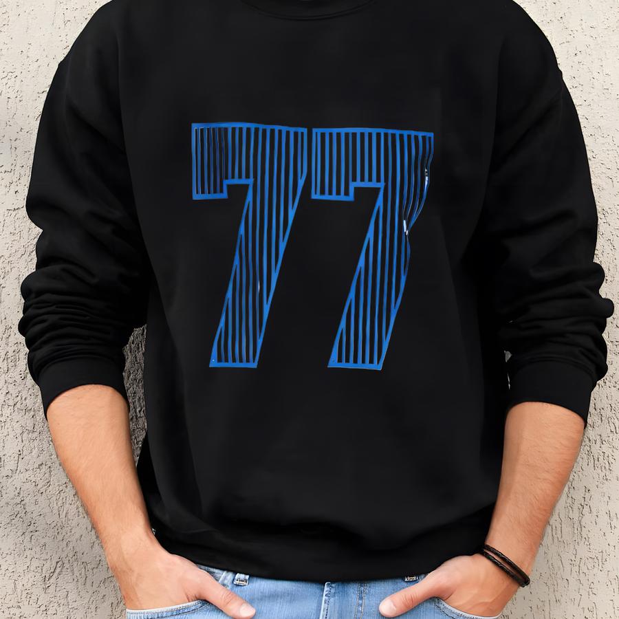 Oversized Mock Neck Sweatshirt: Number 77 Crewneck Sweatshirt Oversized Mock Neck Sweatshirt: Number 77 Crewneck Sweatshirt