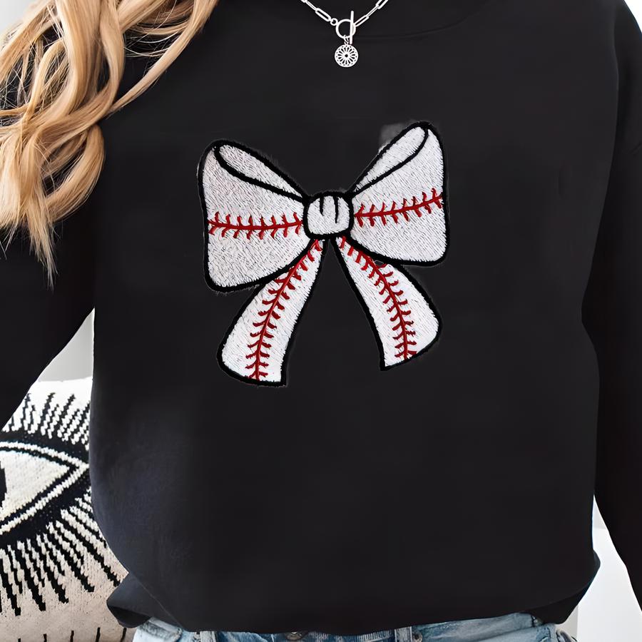 Baseball Bow Crewneck Sweatshirt: Game Day Mom Shirt Sweatshirt