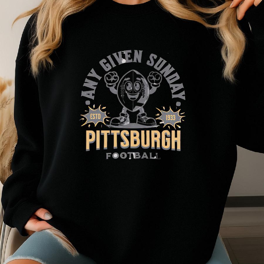 Retro Pittsburgh Football Sweatshirt, Vintage 70s Mascot, American Sweater, Football Fan Gift, Football Apparel, 80s Steeler Merch Sweatshirt