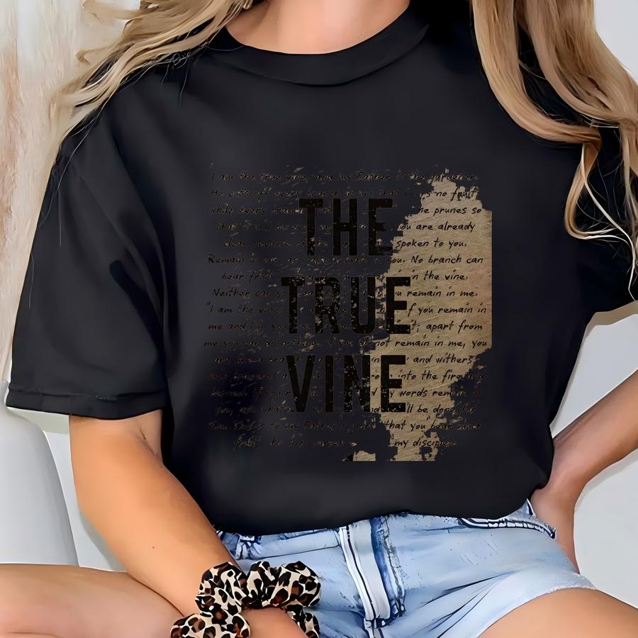 The True Vine Cross Tshirt Gift Tee, Mens Christian Dad Fathers Faith Apparel T-shirt