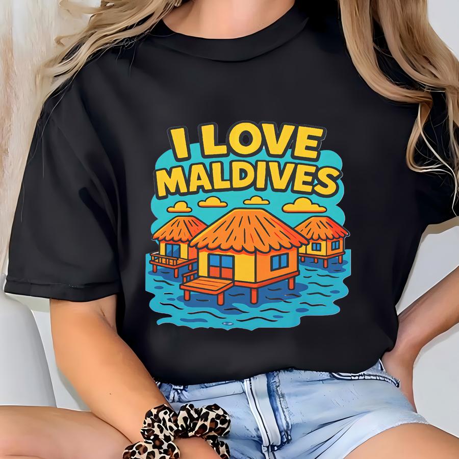 Custom 'i Love Maldives' Hoodie: Personalized Tropical Tee T-shirt