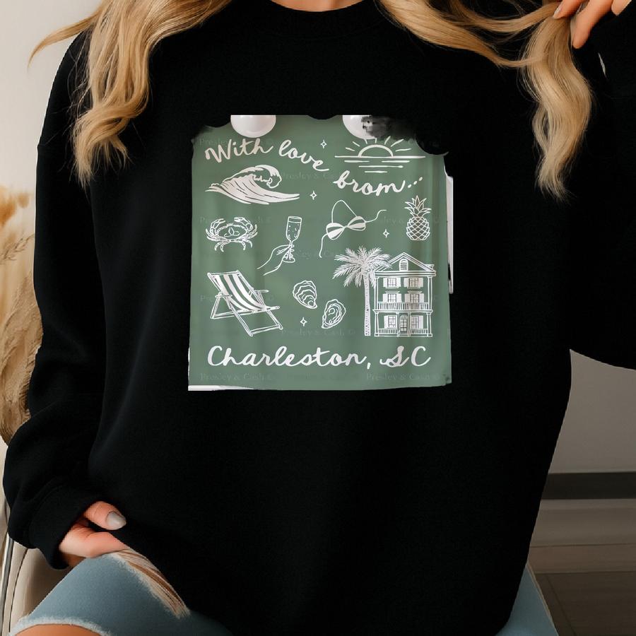 Charleston Bachelorette Banner Custom Beach Bachelorette Backdrop Charleston South Carolina Tapestry Al Bach Party Decor Photo Backdrop Sweatshirt