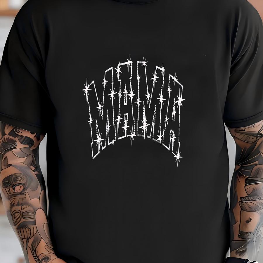 Rhinestone Mama Shirt, Sparkly Mom Shirt, Bling Mother's Day Gift, Custom Glitter Tee For Moms, Mom Life Shirt, Gift For Her T-shirt