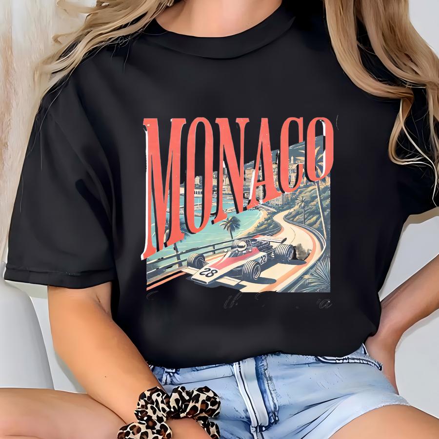 Vintage Monaco Racer Shirt | Formula Racing Hoodie | Retro Motorsport Racing Tee | French Riviera Racing Shirt | Unisex F1 Racecar Hoodie T-shirt