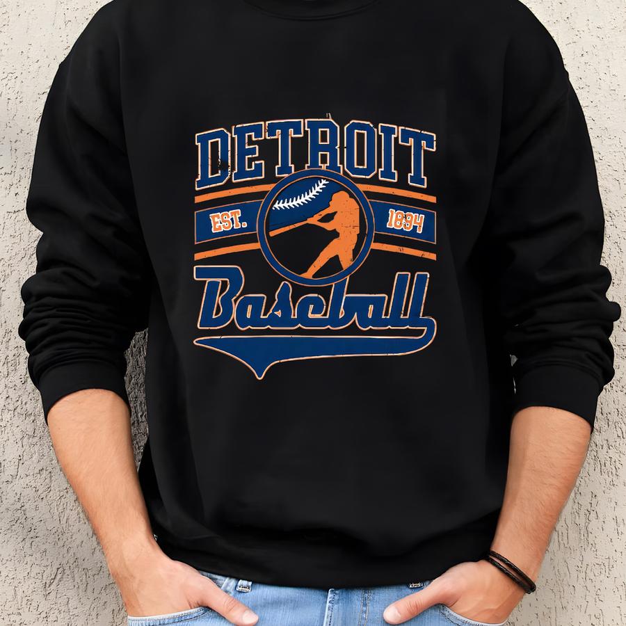 Detroit Baseball Shirt | Tee | Vintage Baseball Fan T-shirt | Dtf Graphic Tee For Men Women | Game Day Shirt Sweatshirt