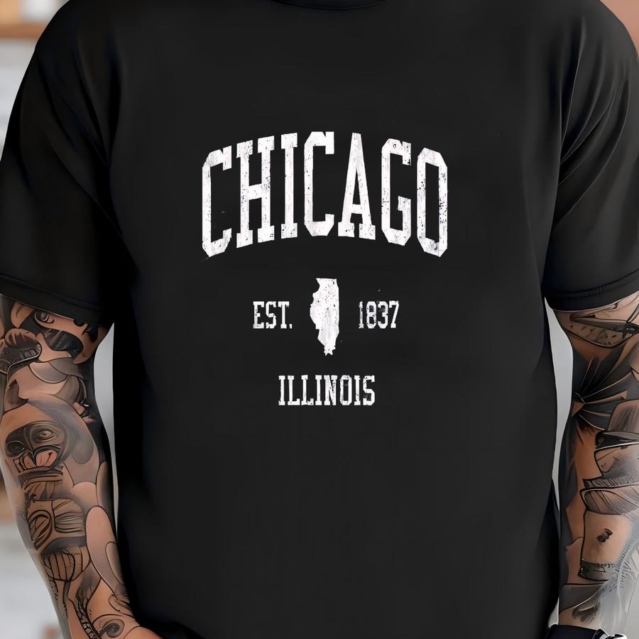 Chicago Illinois Shirt, Chicago Sweater, Illinois State Tee, Chicago Il Shirt, Chicago Gift, Illinois Hoodie, Gift For Men, Women T-shirt