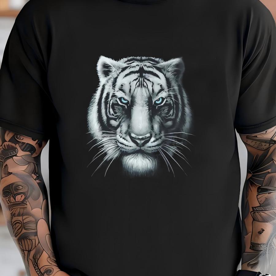 Vintage White Tiger Hoodie Black Large T-shirt