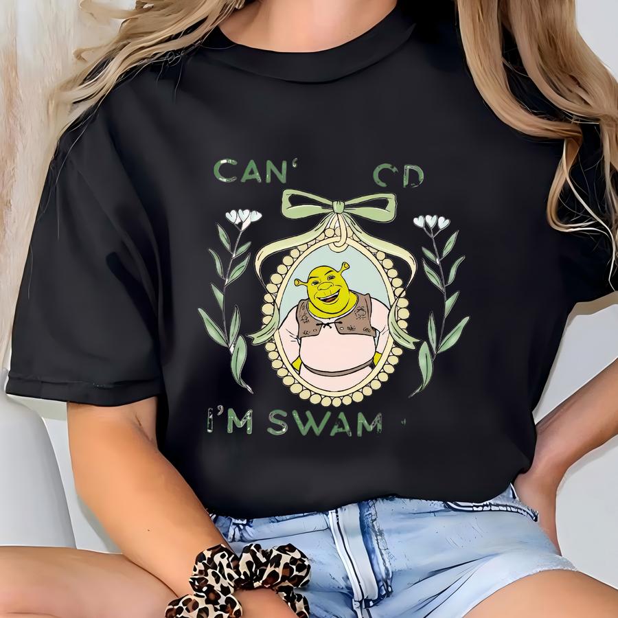 Shrek Coquette Floral Shirt, Can't Today I'm Swamped Shrek Funny Trending Shirt, Shrek And Fiona Shirt, Shrek Face Meme Shirt T-shirt