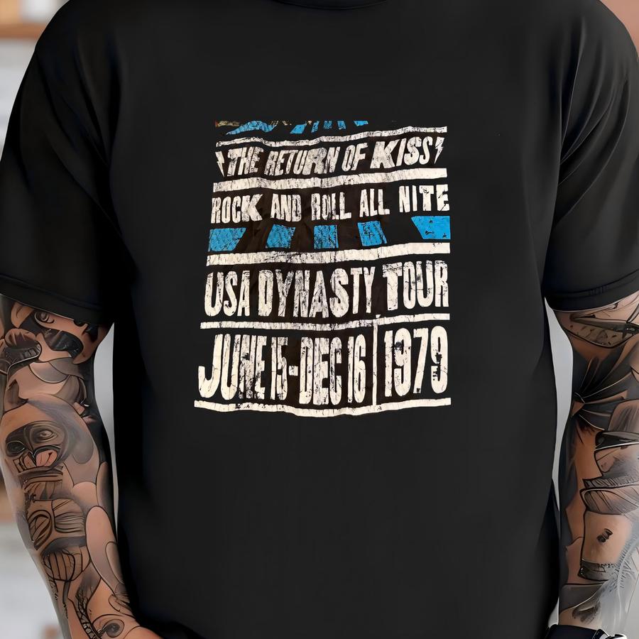 Unisex Kiss Usa Dynasty Tour Rock And Roll All Night Hoodie - Sz M T-shirt