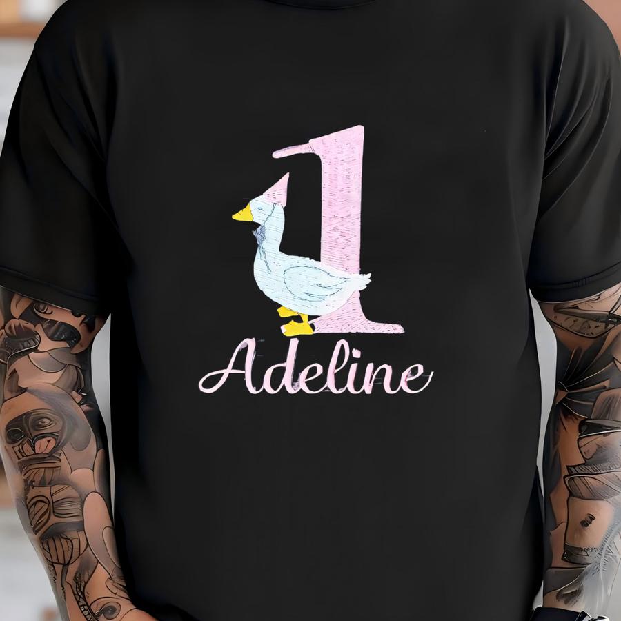 Goose First Birthday Romper - Personalized Baby Girl Outfit T-shirt