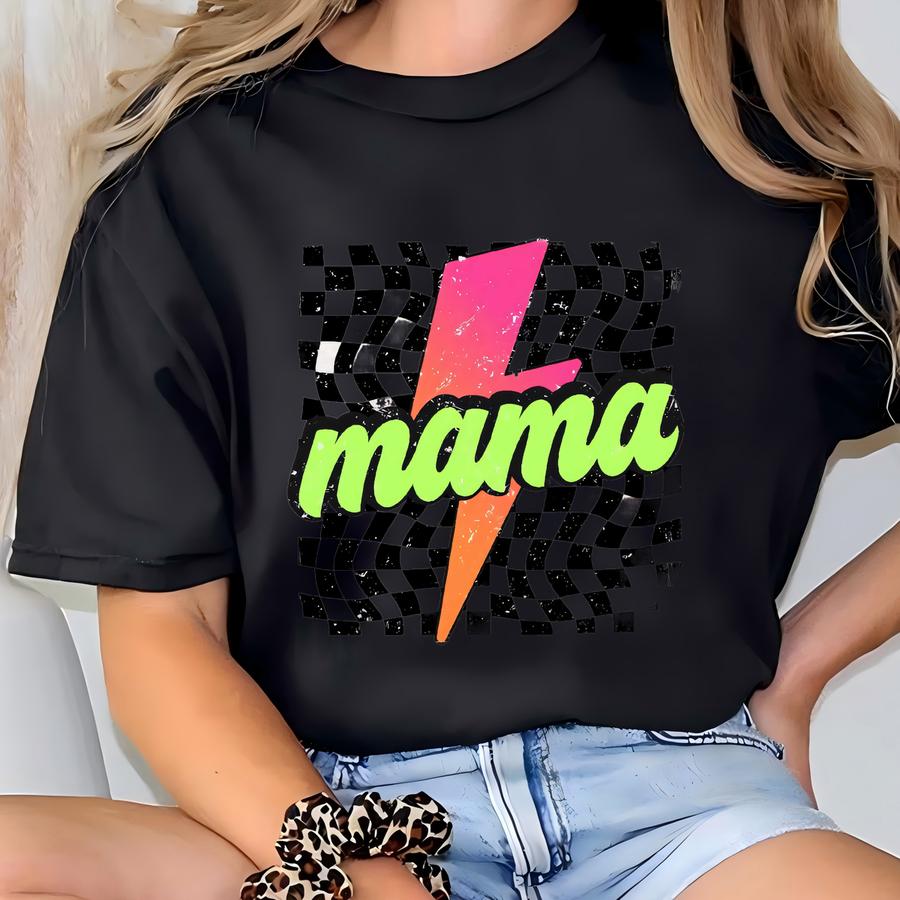 Checkered Mama Hoodies, Retro Mama Sweatshirt, Cool Mama Shirt, Mama Shirt, Cool Mom Life Shirt, New Mama Mothers Day Gift, Mom Tees T-shirt